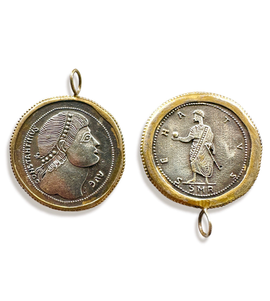 Two Tone Coin Pendant 35mm, 1pc