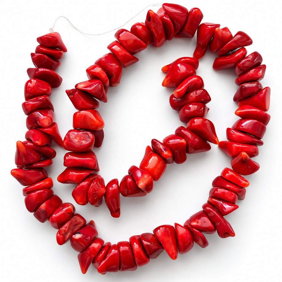 Natural Red Branch Irregular Chip Beads, Bead Size 8–13mm – 15.5” Strand