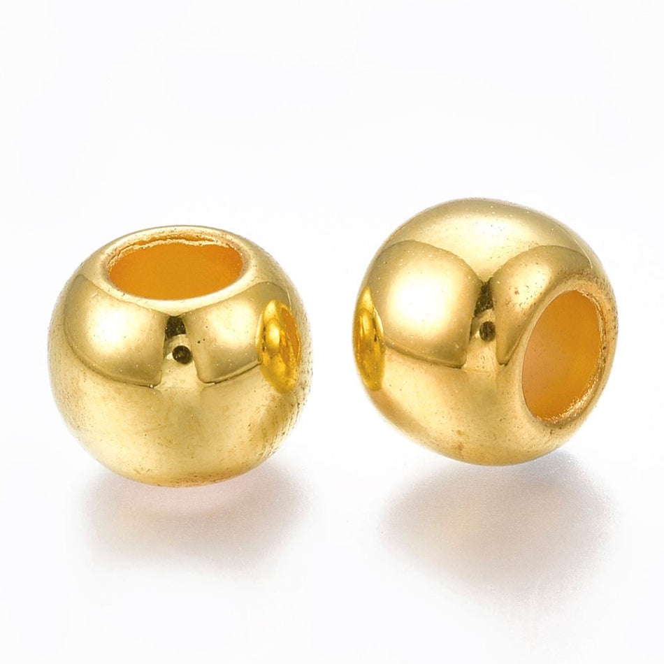 Large Hole Gold Acrylic Beads 11mm, 20pcs