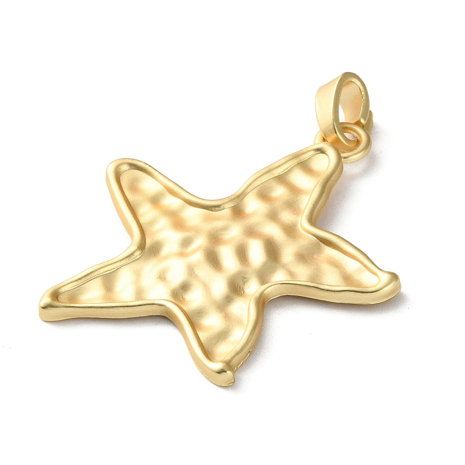 Matte Gold-Plated Star Fish Pendant 68mm, 1pc