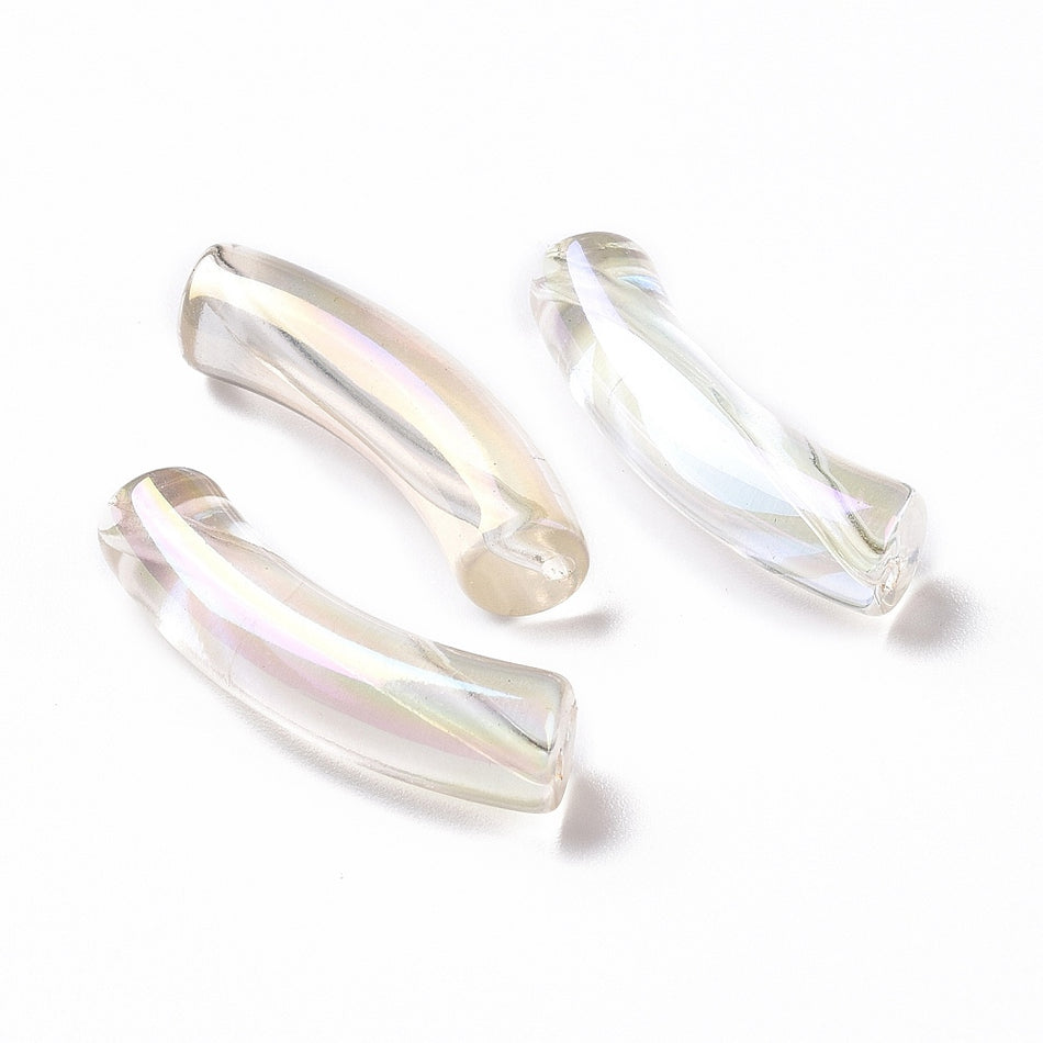 Acrylic Curved Tube Bead, 10pcs