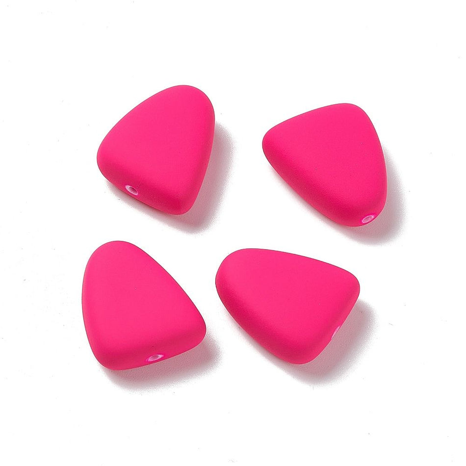 Matte Pink Triangle Acrylic Beads 23mm, 10pcs