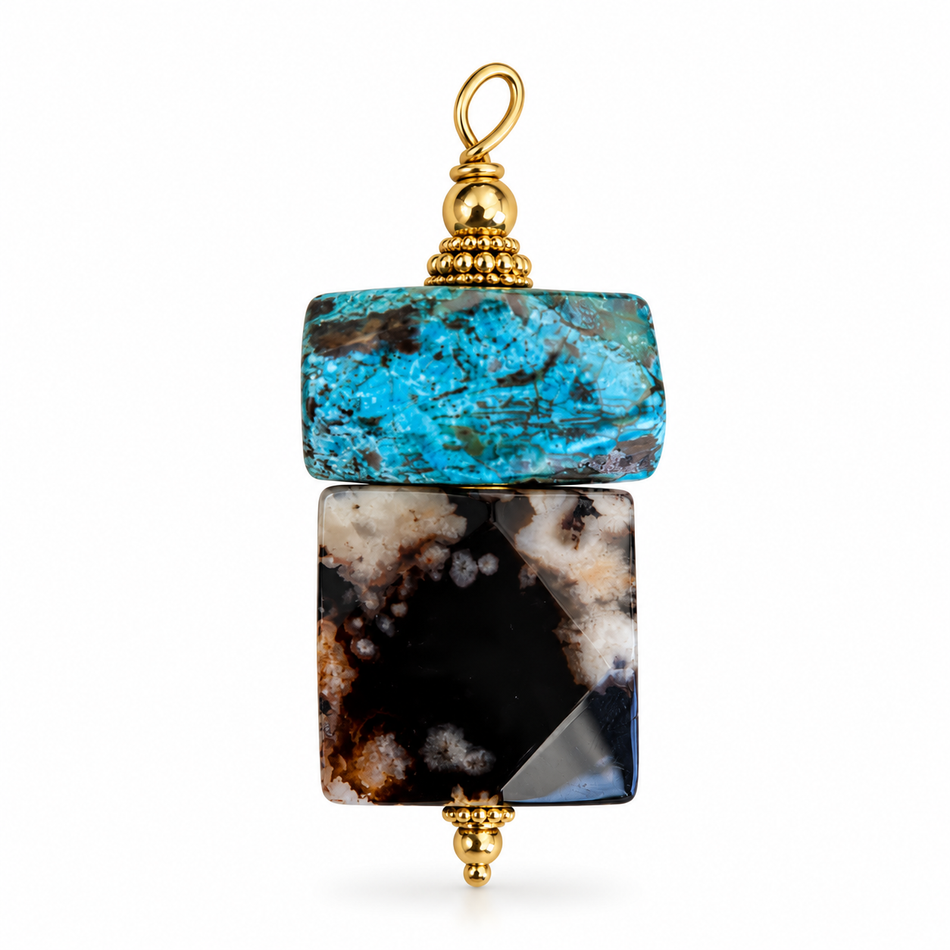 Kit Pendant Agate Blossom and Turquoise