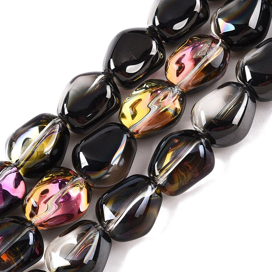 Electroplate Nugget Crystal Bead Strand, 12mm