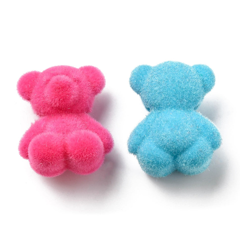 Velvet Mixed Color Bear Beads 19mm, 5pcs