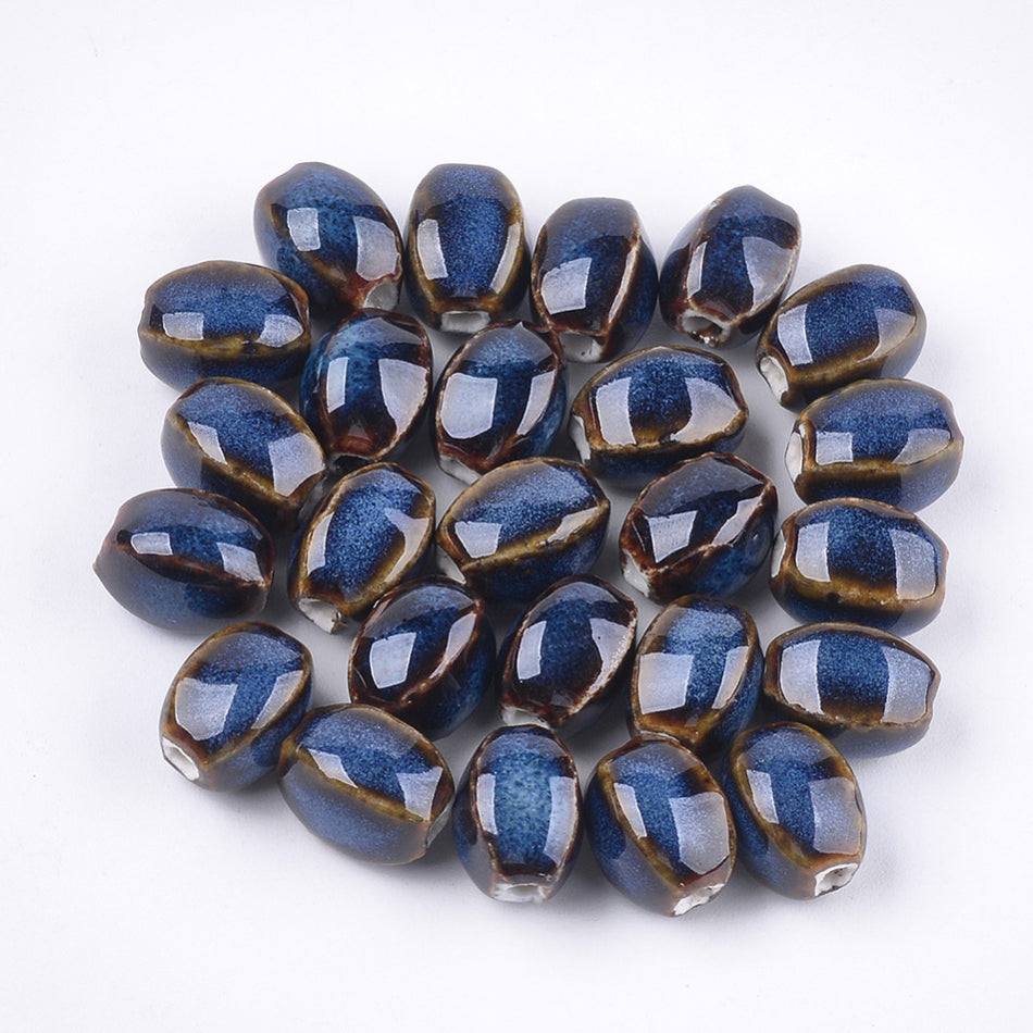 Oval Ceramic Beads 12mm, 10pcs