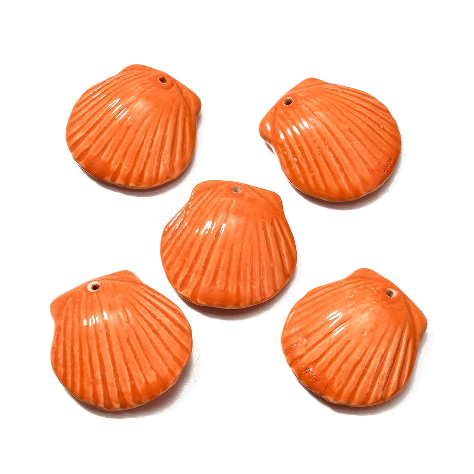 Ceramic Shell Shape Pendant 36mm, 1pc