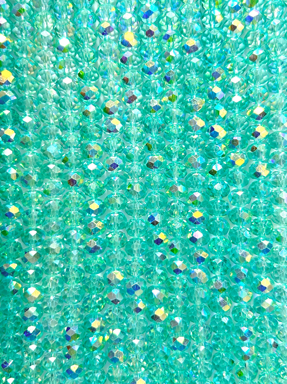 Bright Faceted Rondelle Crystal Bead Strand, 8mm