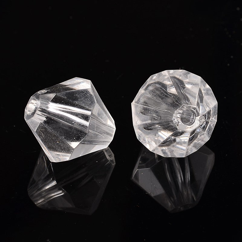 Faceted Clear Bicone Acrylic Bead 20mm, 10pcs