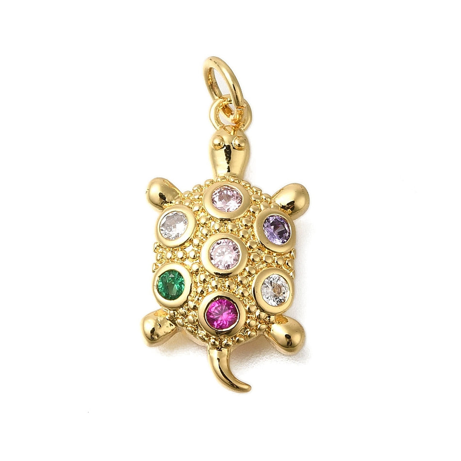 18k Gold-Plated Tortoise with Zirconia Pendant 22mm, 1pc