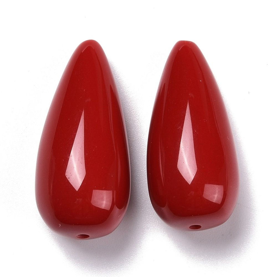 Red Drop Resin Bead 35mm, 5pcs