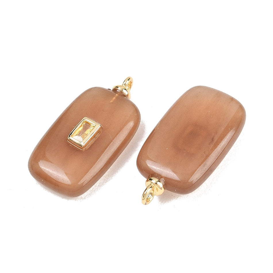 Natural Jade with Zirconia Pendant 18mm, 1pc