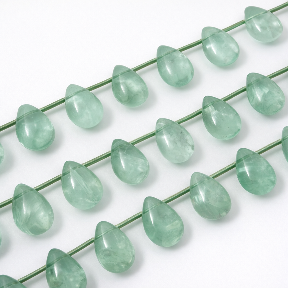 Green Flourite Drop Bead 16mm Strand