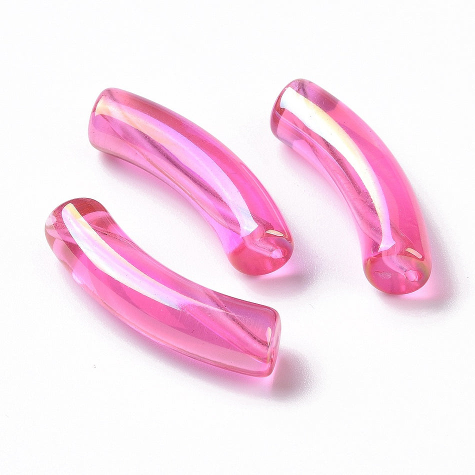 Acrylic Curved Tube Bead, 10pcs