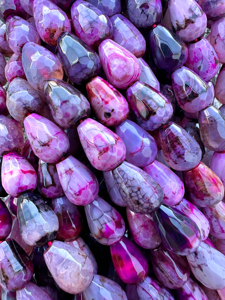 Faceted Pink Drop Jade Strand, 15mm