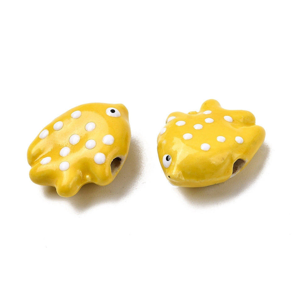Porcelain Dot Fish Ceramic Beads 16mm, 4pcs