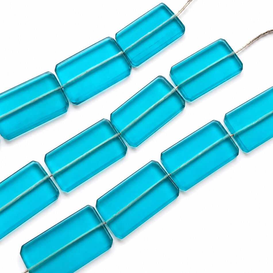 Transparent Matte Resin Rectangular Shape 1.5 inch Bead Strand