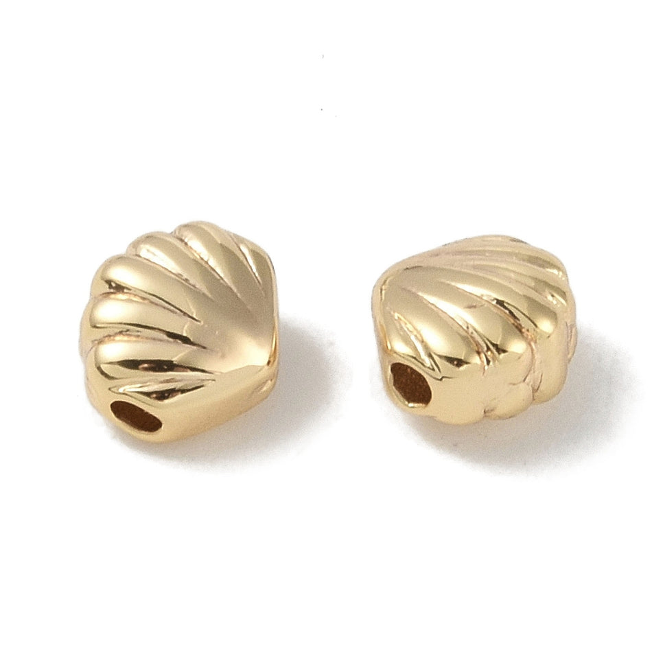 18K Gold Plated Shell Bead 6.5mm, 2pcs