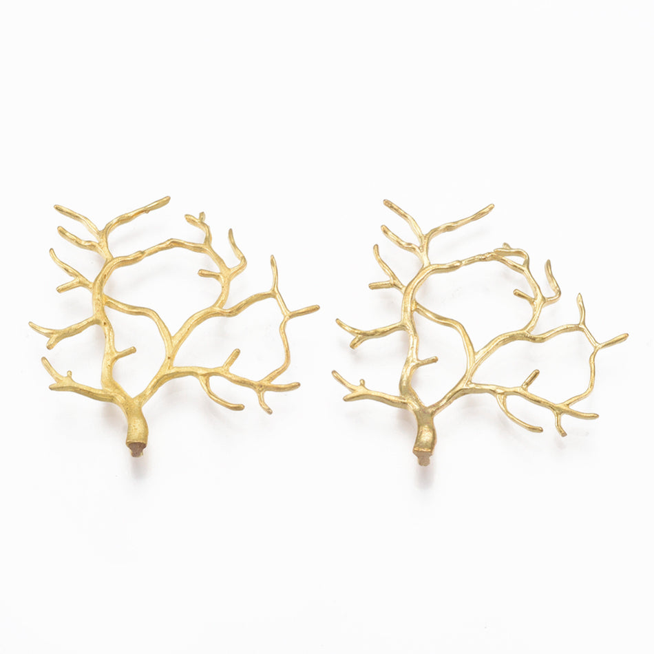 Gold Plated Branch Pendant, 2pcs