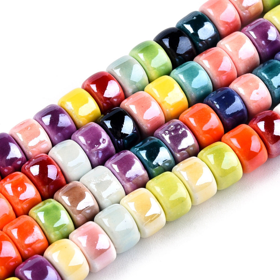 Multicolor Rondelle Ceramic Strand, 6mm