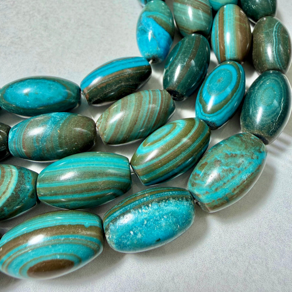 Turquoise Howlite Long Barrel Bead 25mm Strand