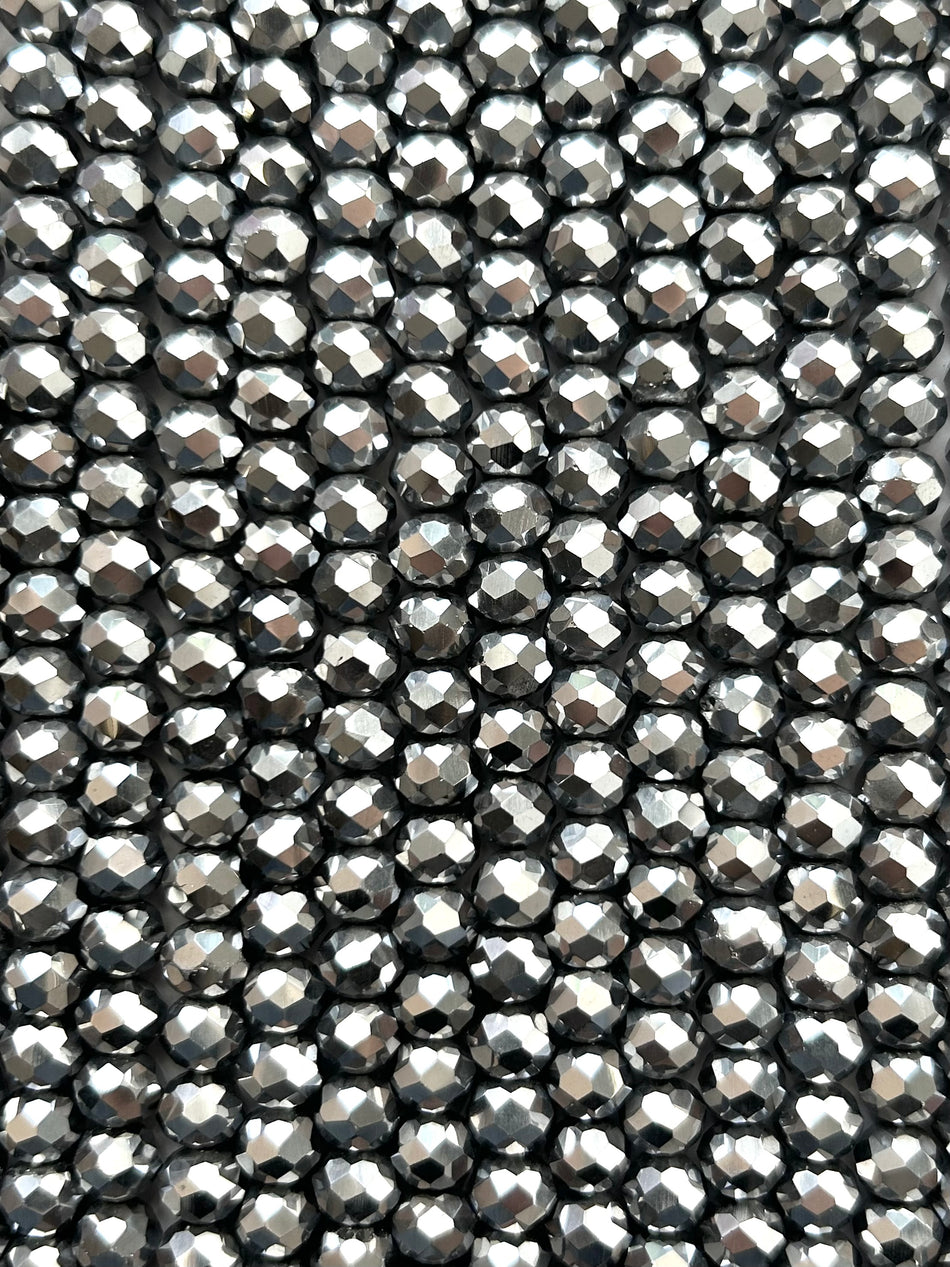 Faceted Rondelle Crystal Bead Strand, 8mm