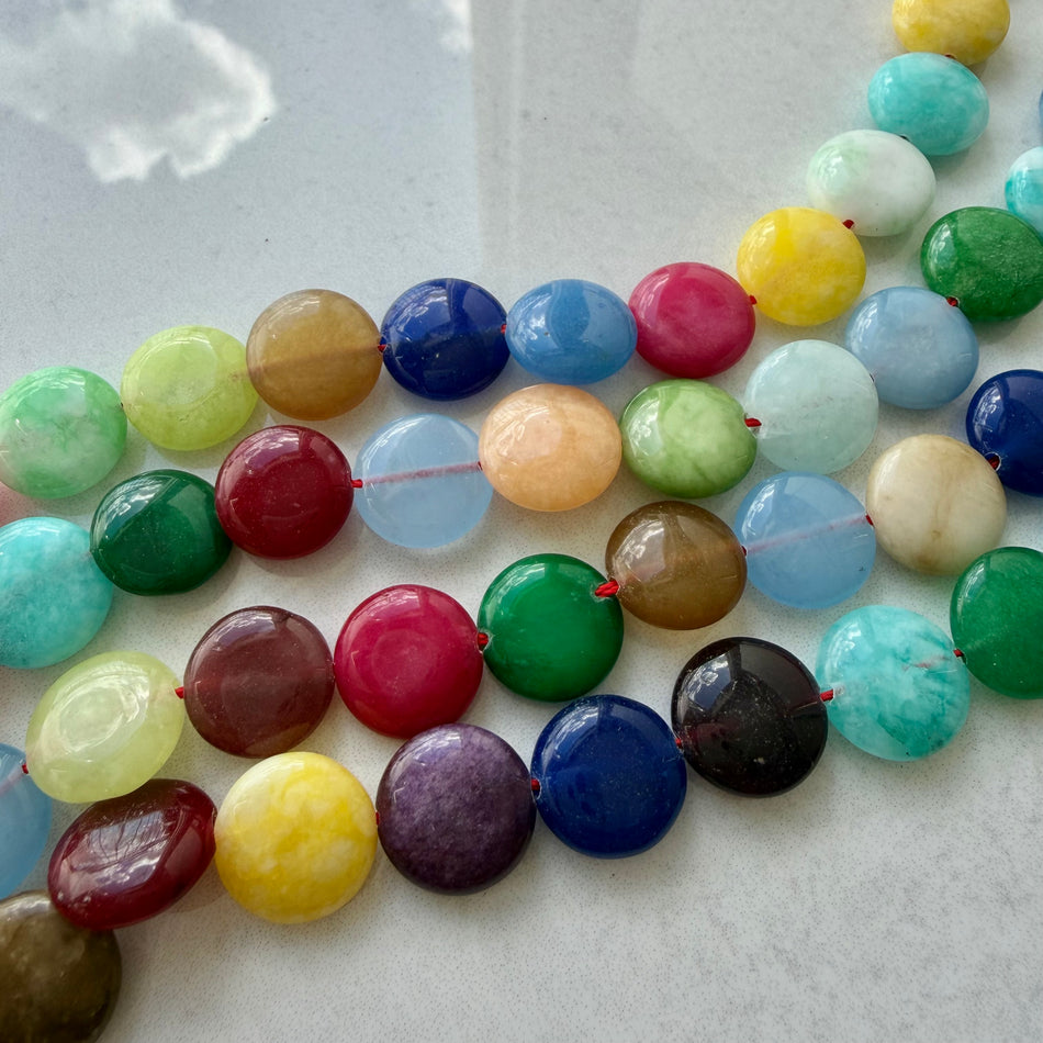 Round Jade Coin Bead 12mm Strand