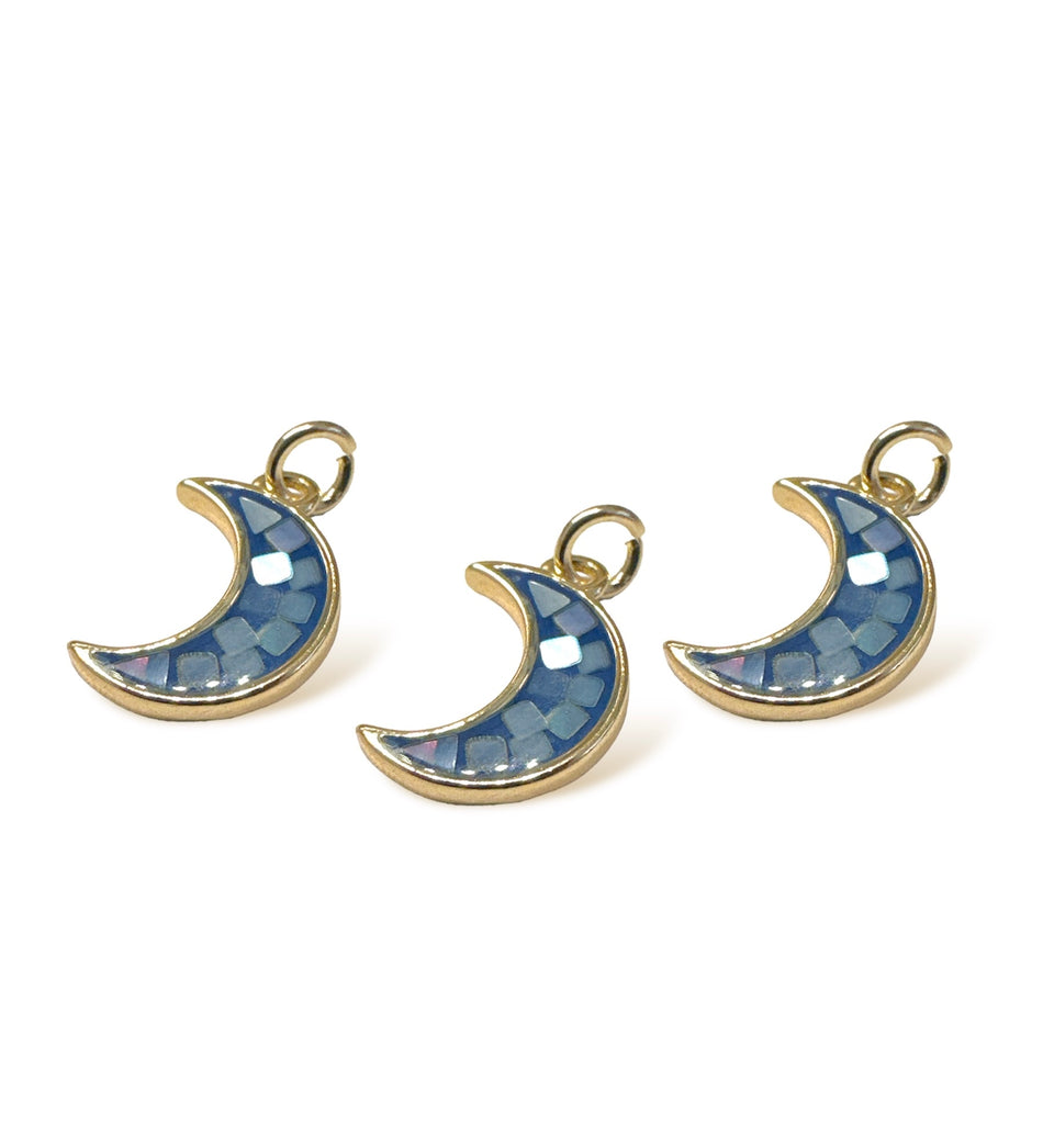 Mosaic Shell Moon Pendant 12mm, 1pc