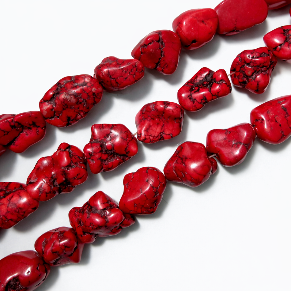 Red Magnsite Chunk Bead 26mm Strand