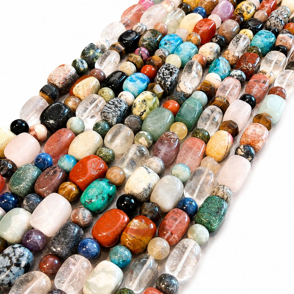 Mixed Shape Bead, 15” Strand, Assorted color, Bead Size 8-15mm