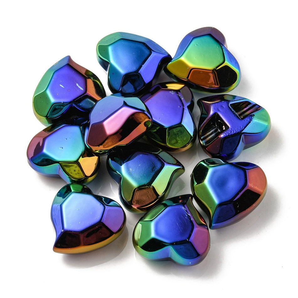 Mixed Color Faceted Slider Heart Acrylic Beads 22mm, 7pcs