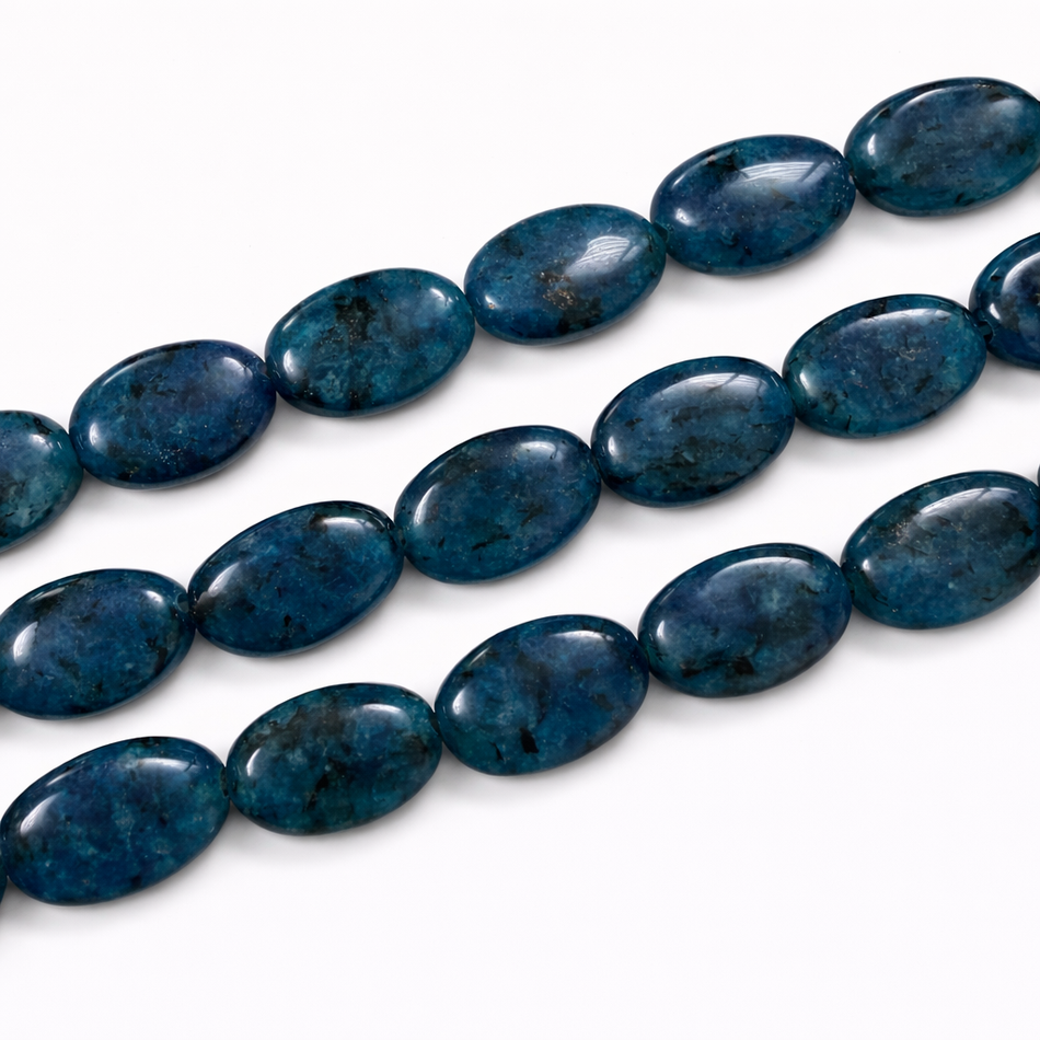 Deep Blue Oval Gemstone Bead 14mm Strand