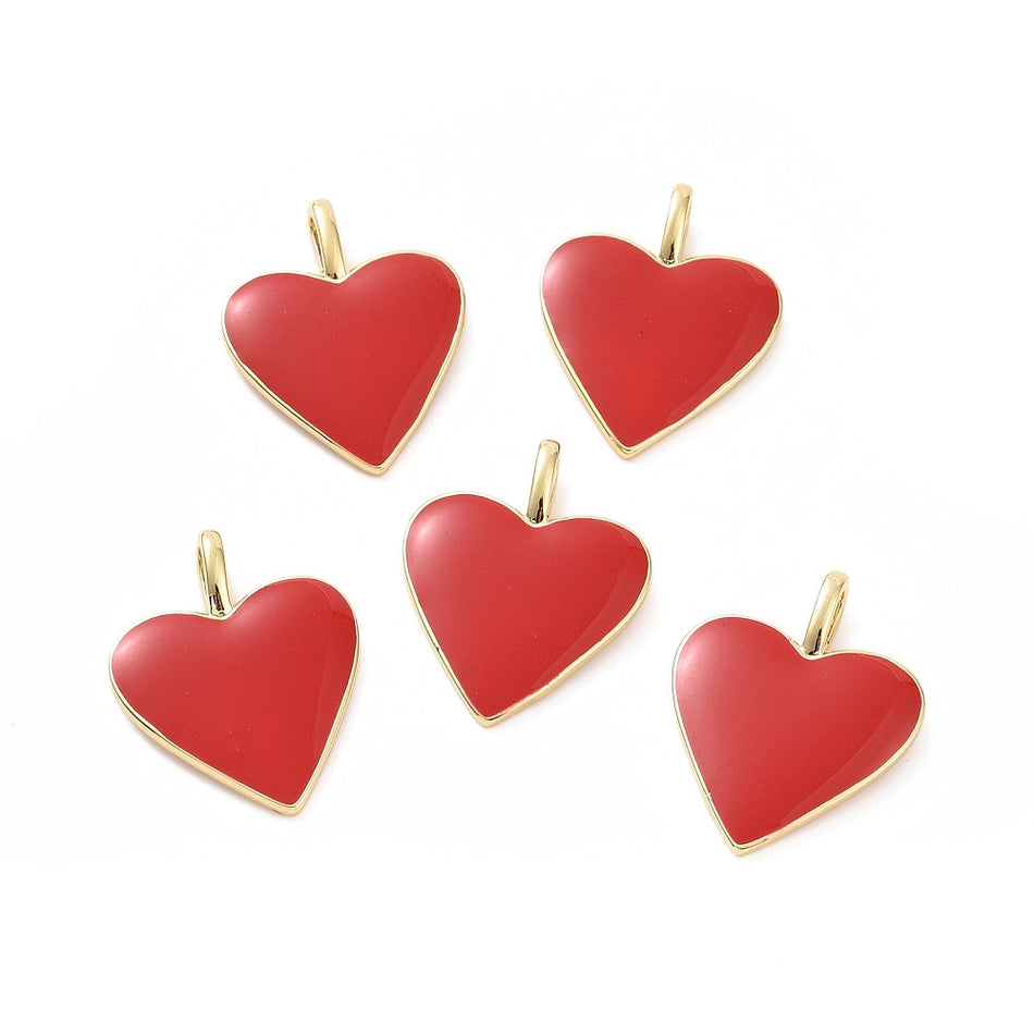 Enamel Heart Pendant, 24mm, 1pc