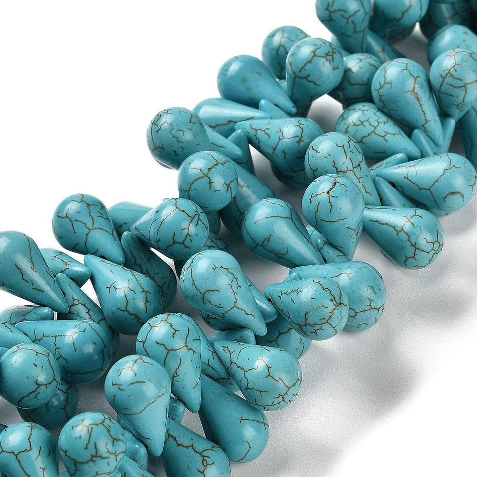 Howlite Teardrop Bead Strand 18mm