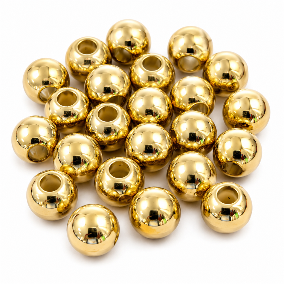 Acrylic Round Beads, Large Hole, Size: 15.5mm, Hole 6mm, Package Of 10Pcs