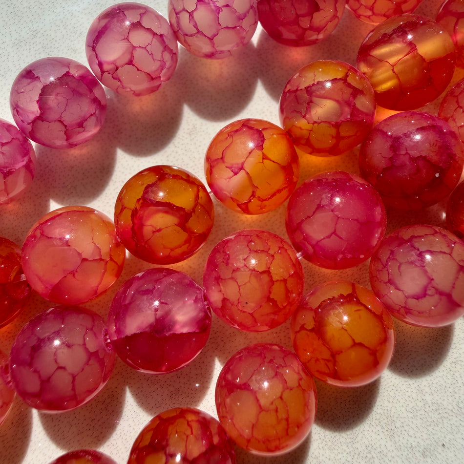 Round Pink-Orange Agate 10mm Strand