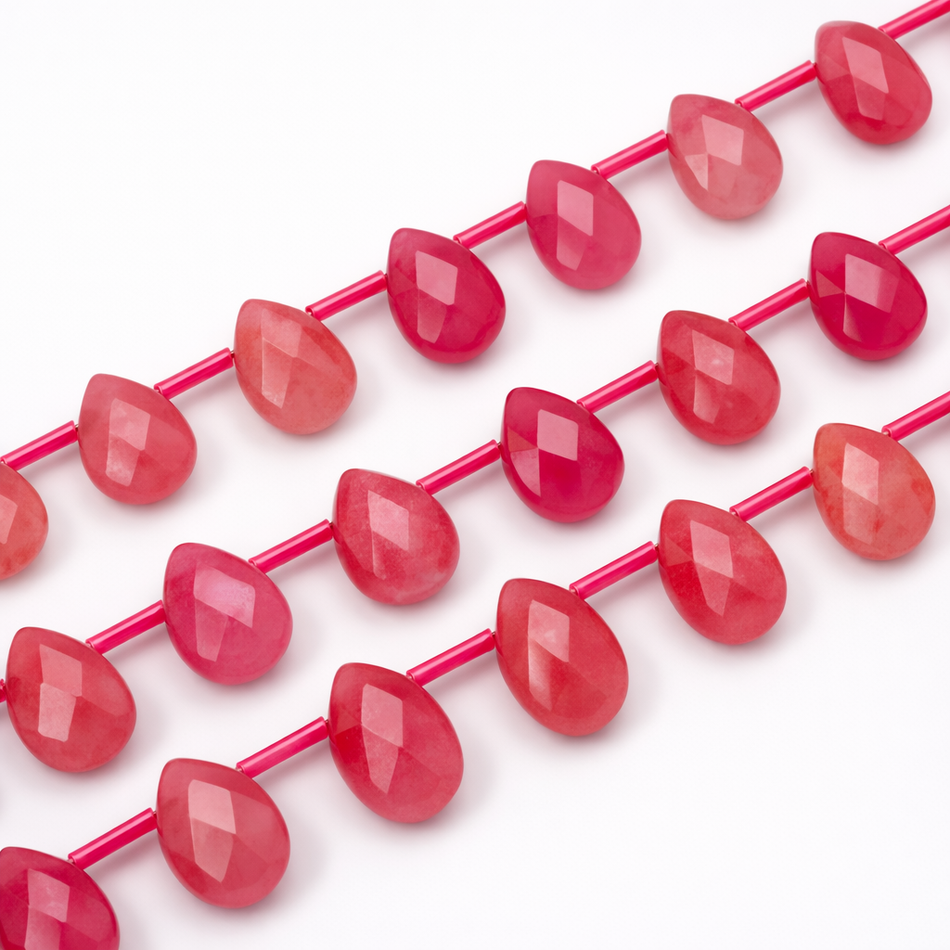 Faceted Jade Drop Bead 12mm Strand