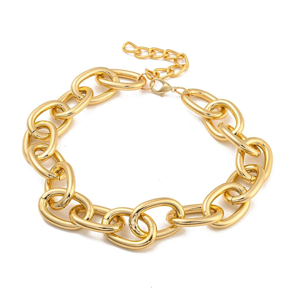 Gold Aluminum Chunky Choker, 15.12inch