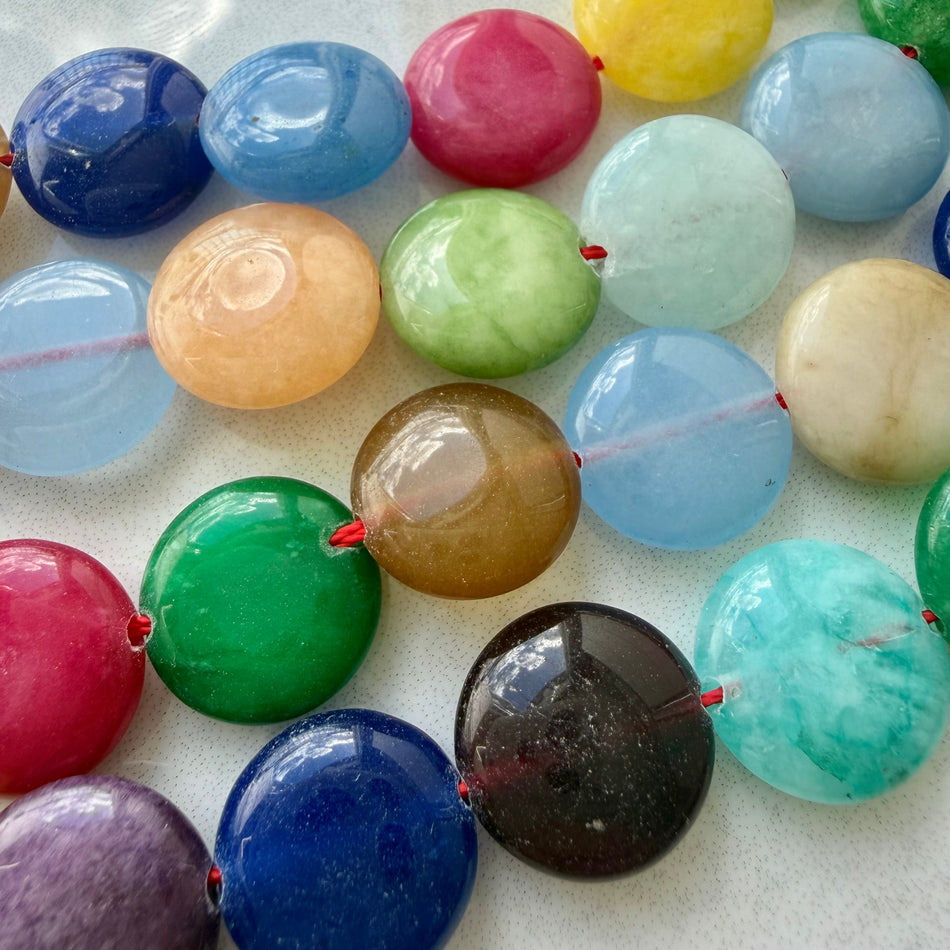 Round Jade Coin Bead 12mm Strand