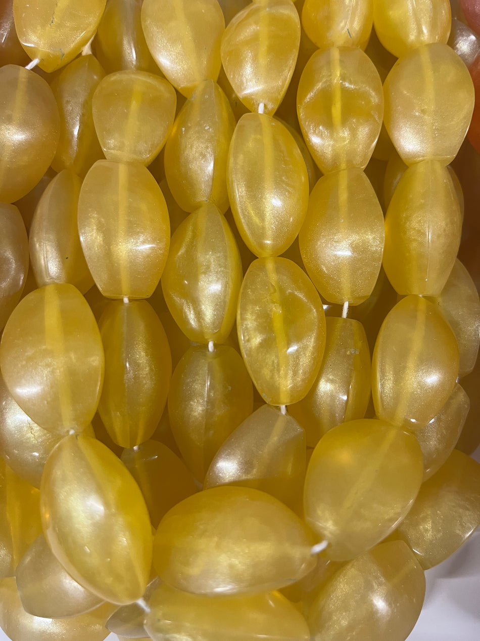 Oval Almond Shape Resin Bead Strand, 38mm