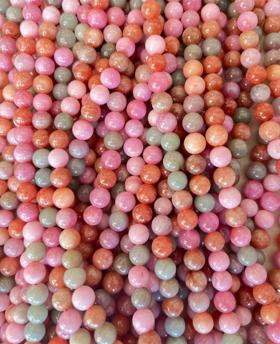 Multicolor Jade Round Strand, 8mm