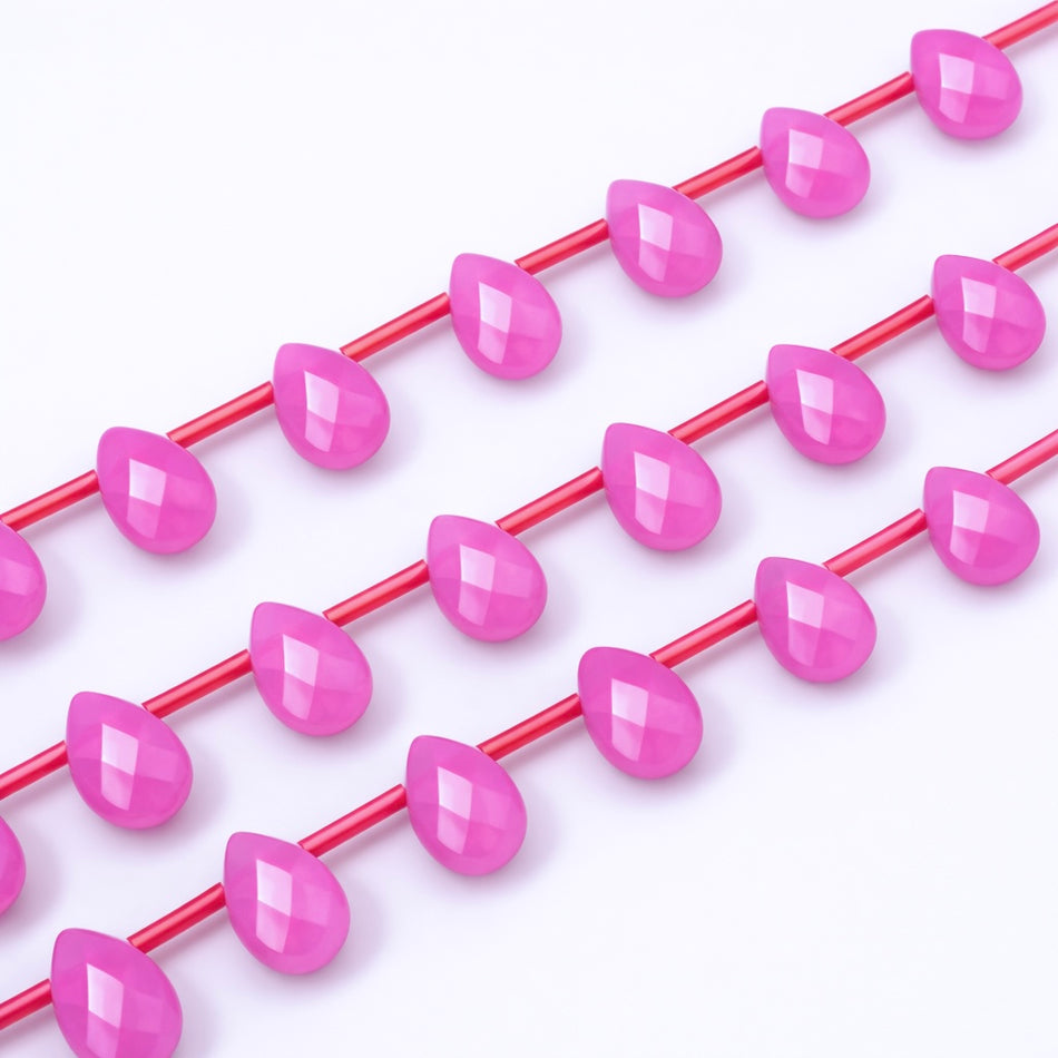 Faceted Jade Drop Bead 10mm Strand