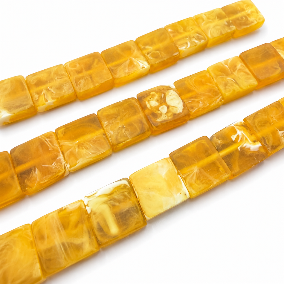 Flat Square Resin Bead 24mm Strand