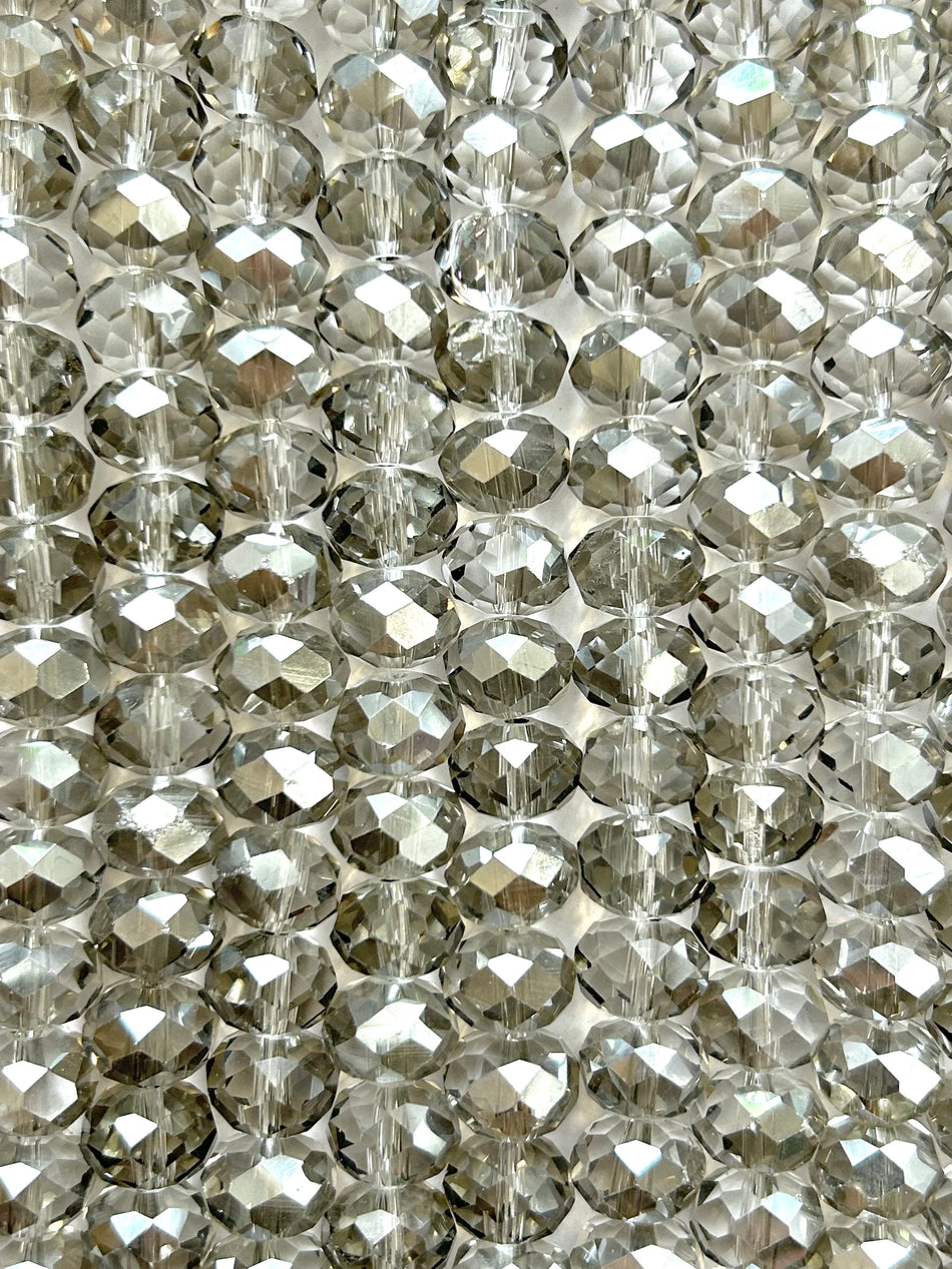 Faceted Rondelle Crystal Bead Strand, 12mm