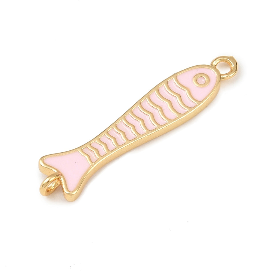 18k Gold-Plated Enamel Fish Connector 30mm, 1pc