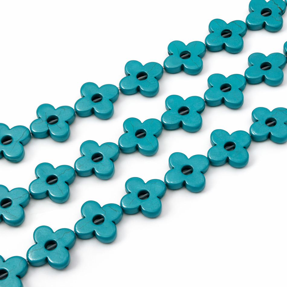 Howlite Clover Flower Bead 16mm Strand