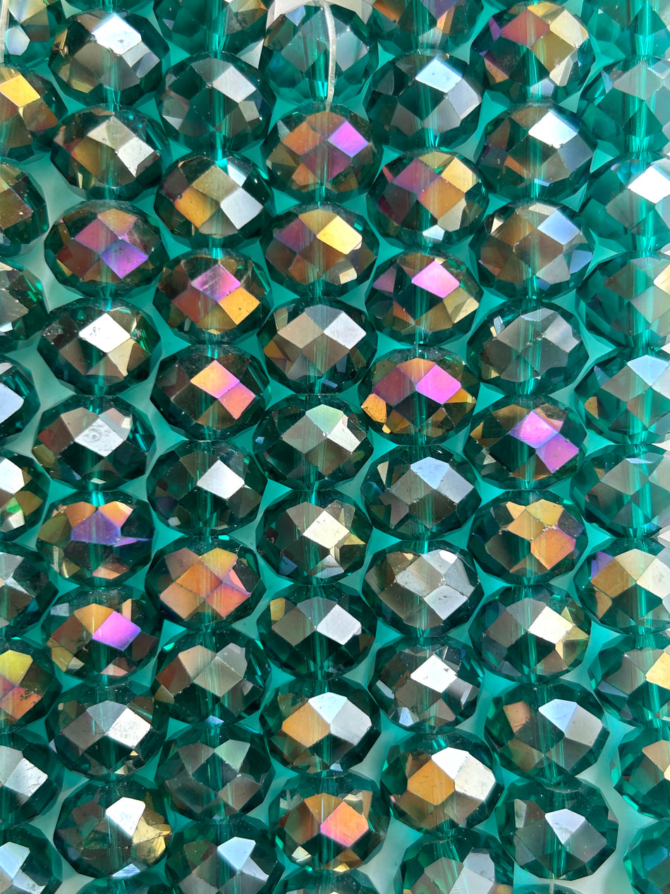 Faceted Rondelle Crystal Bead Strand, 14mm