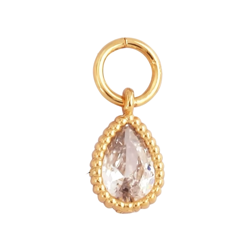 18k Gold Drop Pendant with Zirconia 13mm, 1pc