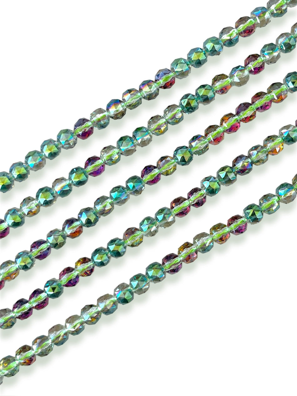 Faceted Round Crystal Strand, 6mm