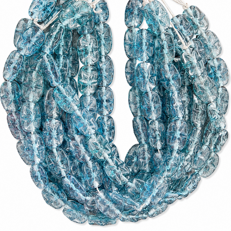 Lampwork Crystal Oval Strand, Bead Size 28mm